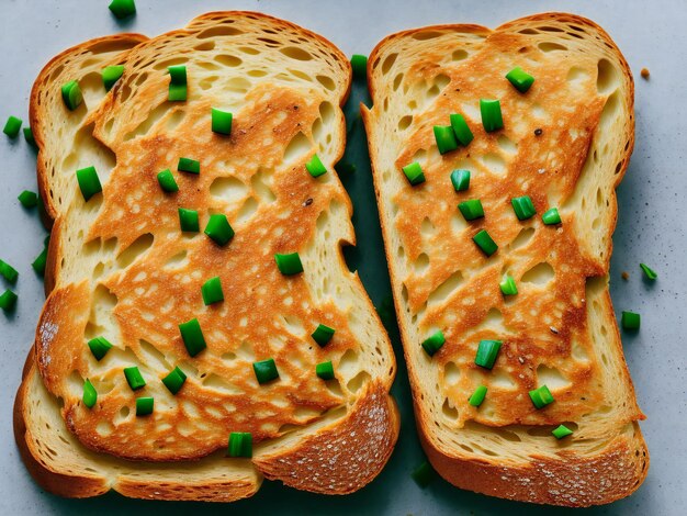 Il pane tostato mostra la sua superficie croccante e croccante