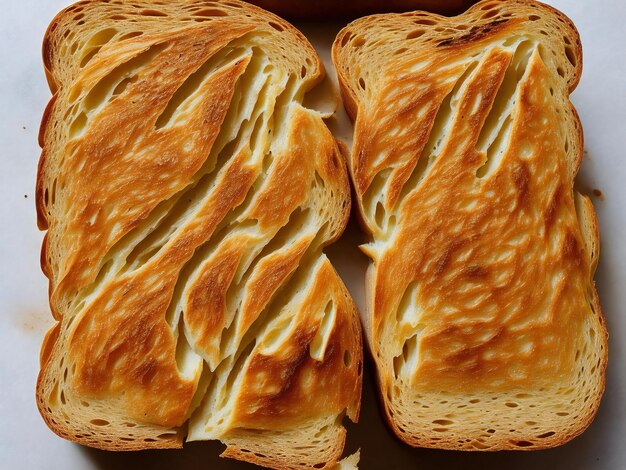 Il pane tostato mostra la sua superficie croccante e croccante