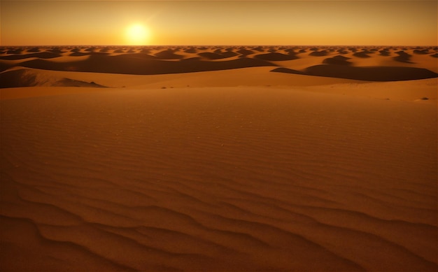 Il panorama del tramonto del deserto di sabbia un paesaggio pittoresco