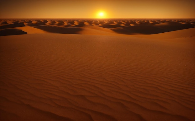 Il panorama del tramonto del deserto di sabbia un paesaggio pittoresco