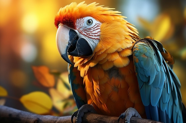 il pappagallo macao è seduto su un ramo