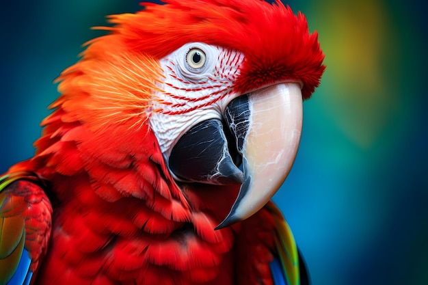 Il pappagallo tropicale appoggiato con le piume vibranti al centro dell'attenzione