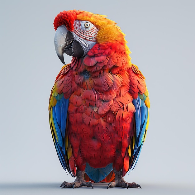 Il pappagallo volante colorato il bellissimo uccello macao