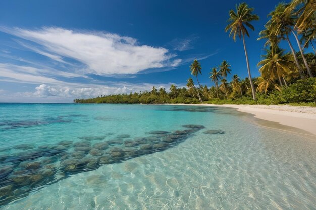 Il paradiso della spiaggia tropicale con l'acqua blu limpida