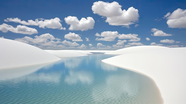 Il parco nazionale Lencois Maranhenses, Brasile, sabbia bianca creata con la tecnologia Generative AI