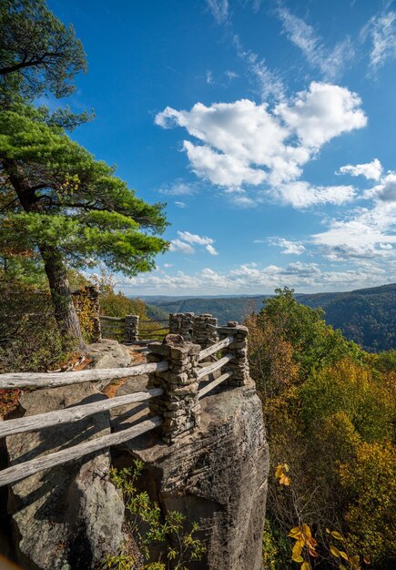 Il parco statale di Coopers Rock si affaccia sul fiume Cheat in una stretta gola boscosa in autunno Il parco è vicino a Morgantown West Virginia