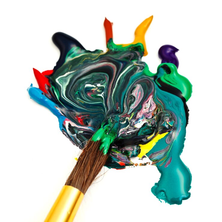 Foto il pennello mescola acquerelli multicolori
