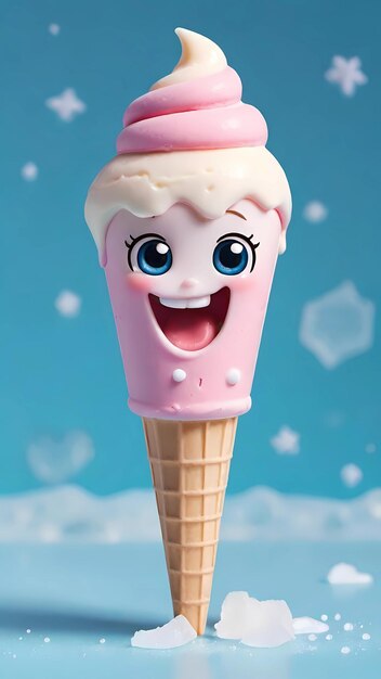 Il personaggio dei cartoni animati Kawaii Ice Cream 3D