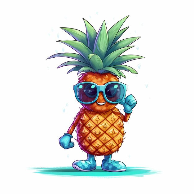 Il personaggio dei cartoni animati Pineapple indossa occhiali da sole.