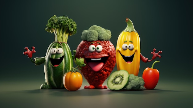 Il personaggio di frutta e verdura dei cartoni animati