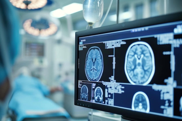 Il personale dell'unità di terapia intensiva esegue un'analisi tomografica del cervello di un paziente in coma.