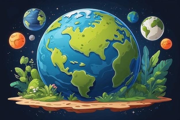 Il pianeta Terra in stile cartone animato