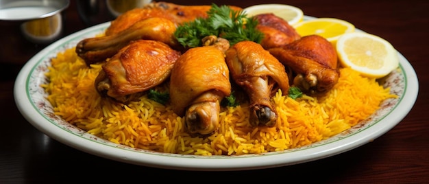 il piatto nazionale dell'Arabia Saudita il pollo kabsa con il riso mandi