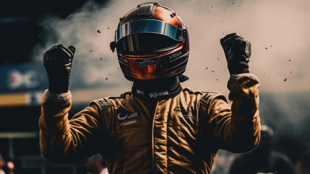 Il pilota di Formula 1 celebra la vittoria