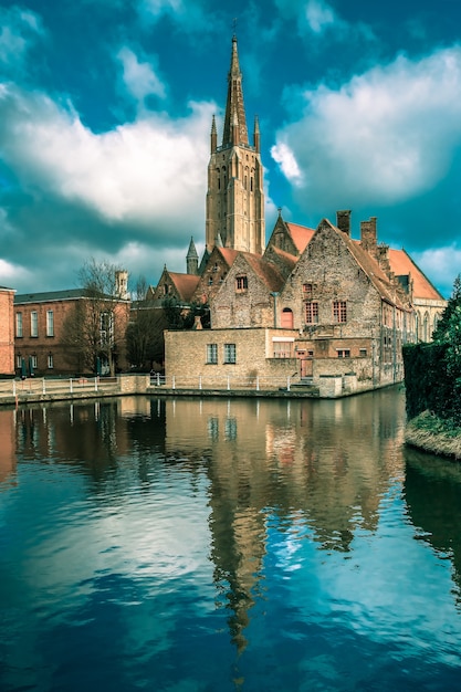 Il pittoresco paesaggio della città di Bruges, Belgio