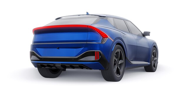 Il più recente SUV crossover elettrico per famiglie per l'illustrazione 3d della città