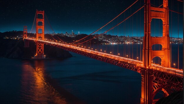 il ponte del cancello d'oro di notte