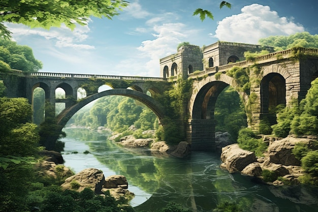 Il ponte iconico che attraversa un fiume panoramico