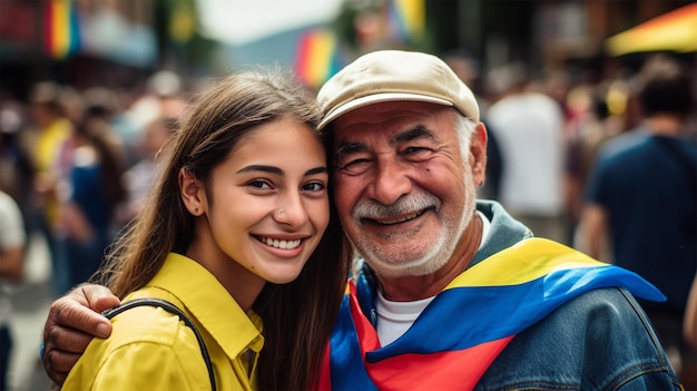 Il popolo colombiano con la sua bandiera