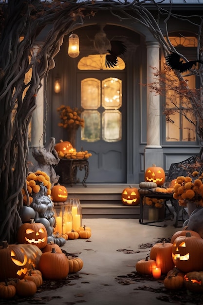 Il portico è decorato per Halloween Decorazioni per la casa