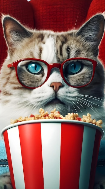 Il poster del gatto e dei popcorn