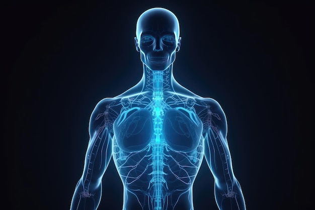 Il potere dell'IA nell'assistenza sanitaria Un'anatomia umana blu