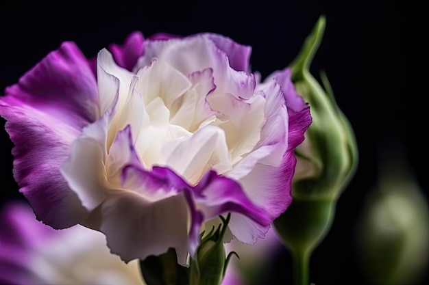 Il primo piano della fioritura di eustoma con i suoi delicati petali e i suoi colori vivaci in piena vista