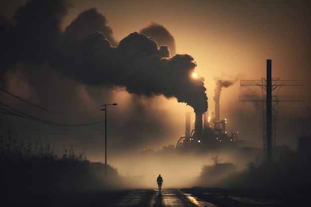 Il problema dell'umanità e del pianeta terra inquinamento smog urbano ecologia fumi di scarico rifiuti Riscaldamento globale Aria sporca anidride carbonica ossigeno Degrado ambientale
