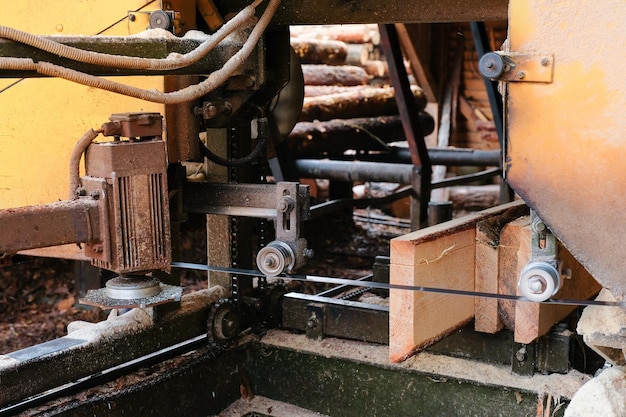 Il processo di lavorazione del legno sulla segheria dell'attrezzatura