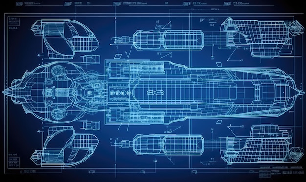 Il progetto del veicolo spaziale mostra l'intricato design dei suoi moduli di supporto vitale e di comunicazione Creazione utilizzando strumenti di intelligenza artificiale generativa