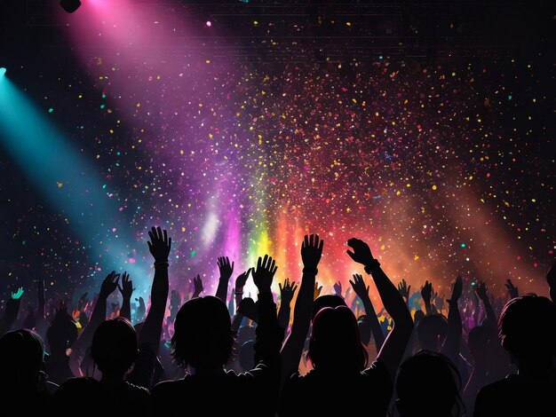 Il pubblico ha alzato le mani a un concerto in un club rock