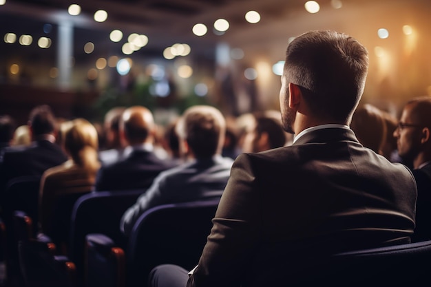 Il pubblico nella sala conferenze da dietro