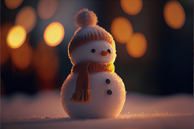 Il pupazzo di neve decora il festival Buon Natale rendering 3D