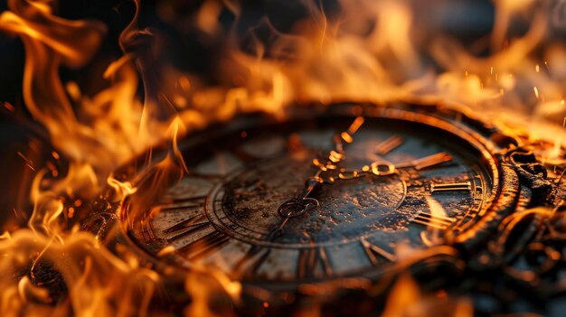 Il quadrante dell'orologio in fiamme