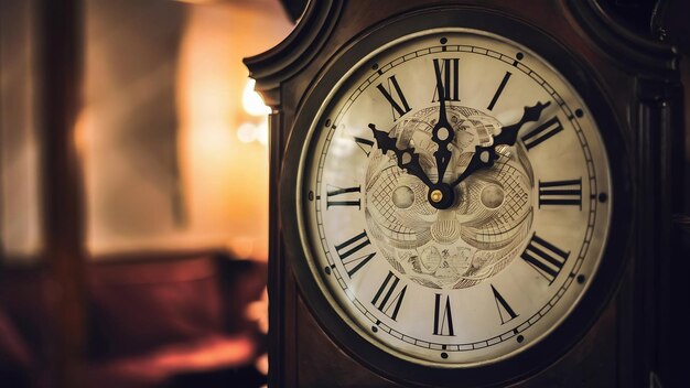 Il quadrante di un orologio mostra cinque minuti e dodici