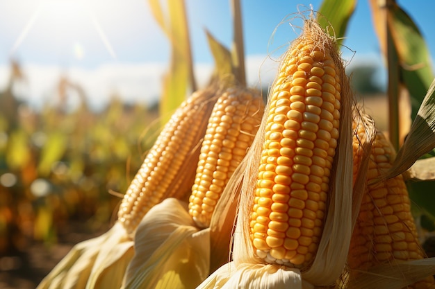 Il raccolto d'oro: un primo piano di un campo di mais in una scena rurale