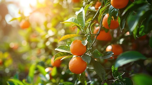 Il raccolto di agrumi vibranti delizia un albero rigoglioso pieno di un'abbondanza di succose arance mature
