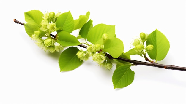 Il ramo dell'albero Lnden con le foglie verdi fresche della primavera