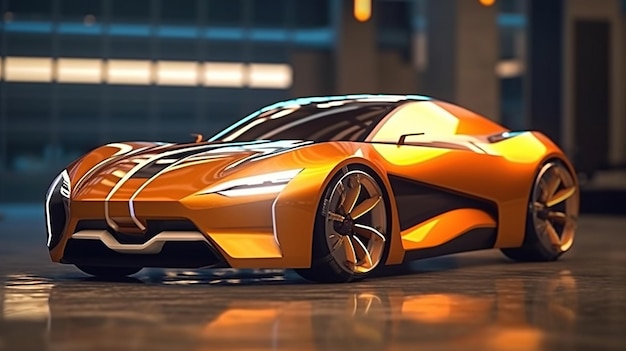 Il realismo delle auto elettriche Auto sportive futuristiche in autostrada Potente accelerazione di una super
