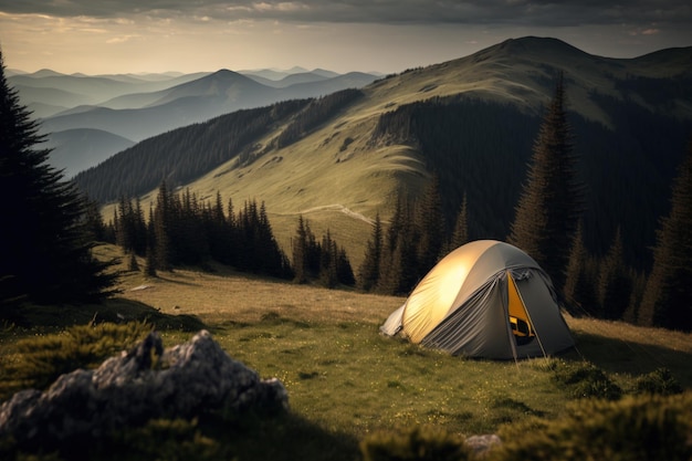 Il relax estivo nei Carpazi ucraini include un viaggio in tenda durante la notte