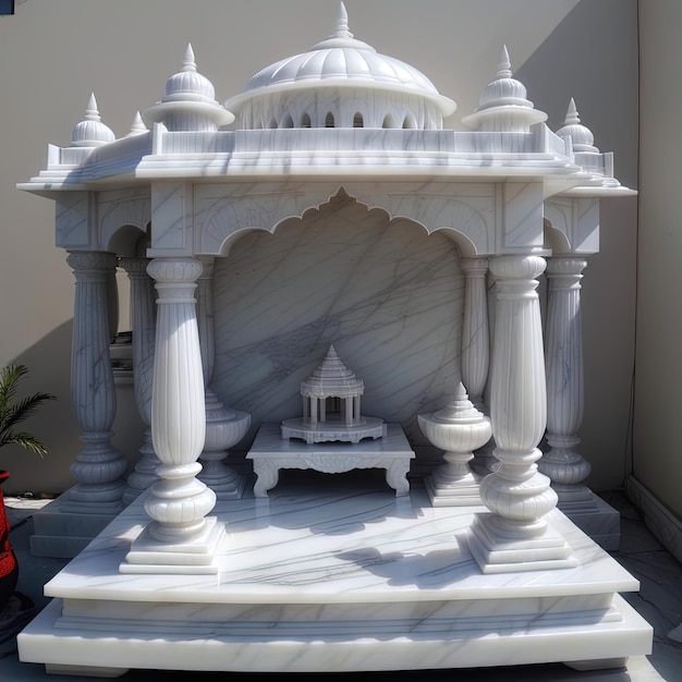 il rendering 3 d del tempio dell'india sullo sfondo rendering 3 d di uno sfondo in marmo bianco