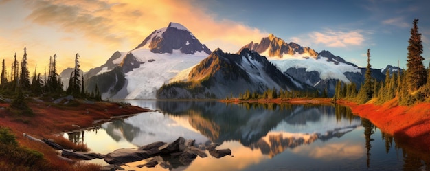 Il riflesso del monte Shuksan sul lago nel parco naturale di North Cascades negli Stati Uniti di Washington