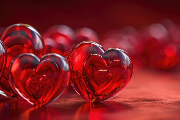 Il riflesso dell'amore palloncini rossi luccicanti sul fondo cremisi