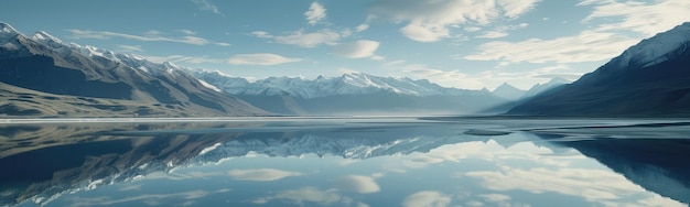 Il riflesso sereno della montagna sul lago tranquillo