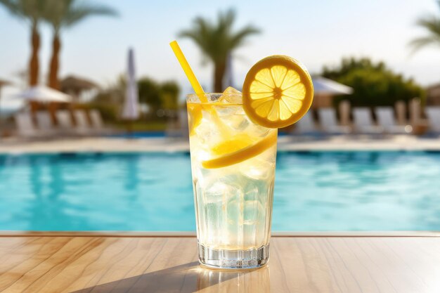 Il rinfresco estivo con la limonata in piscina