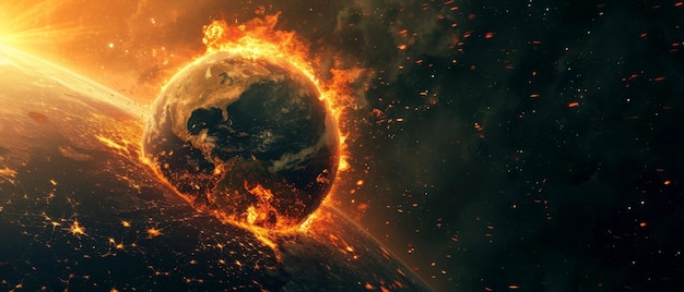 Il riscaldamento globale sta provocando il caos sulla Terra mentre le fiamme inghiottono il pianeta in questa vista spaziale