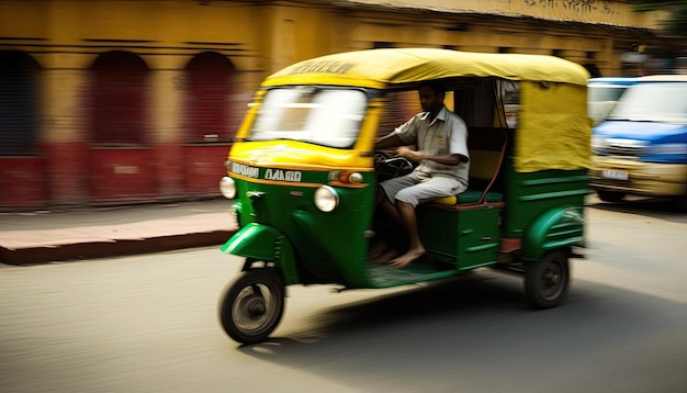 Il risciò automatico guida il cliente asiatico sul taxi autorickshaw di tuk tuk tuk tuk