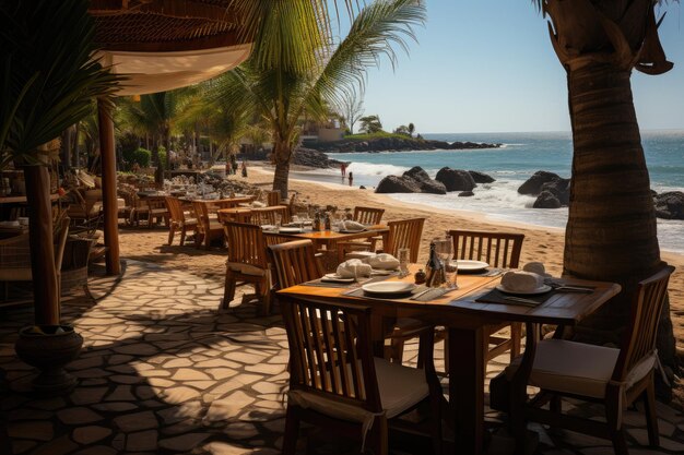 Il ristorante in riva al mare combina pesce fresco con influenze italiane generative IA