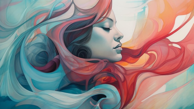 Il ritratto colorato di una donna nello stile di Cyril Rolando