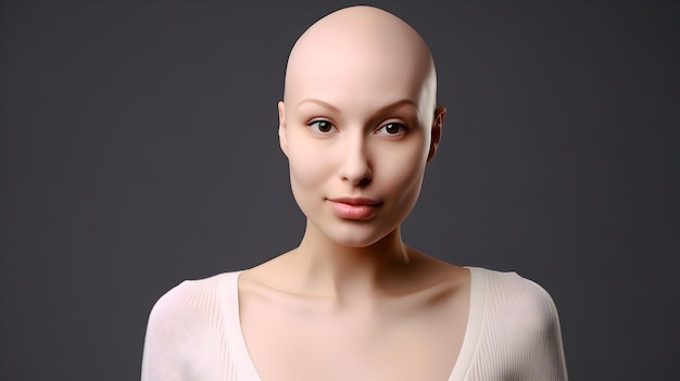 Il ritratto di una donna senza capelli per la Giornata Mondiale del Cancro